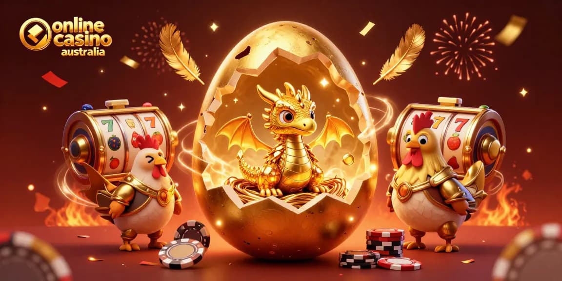 Experience the excitement of online casino australia featuring a golden dragon and poker chips.