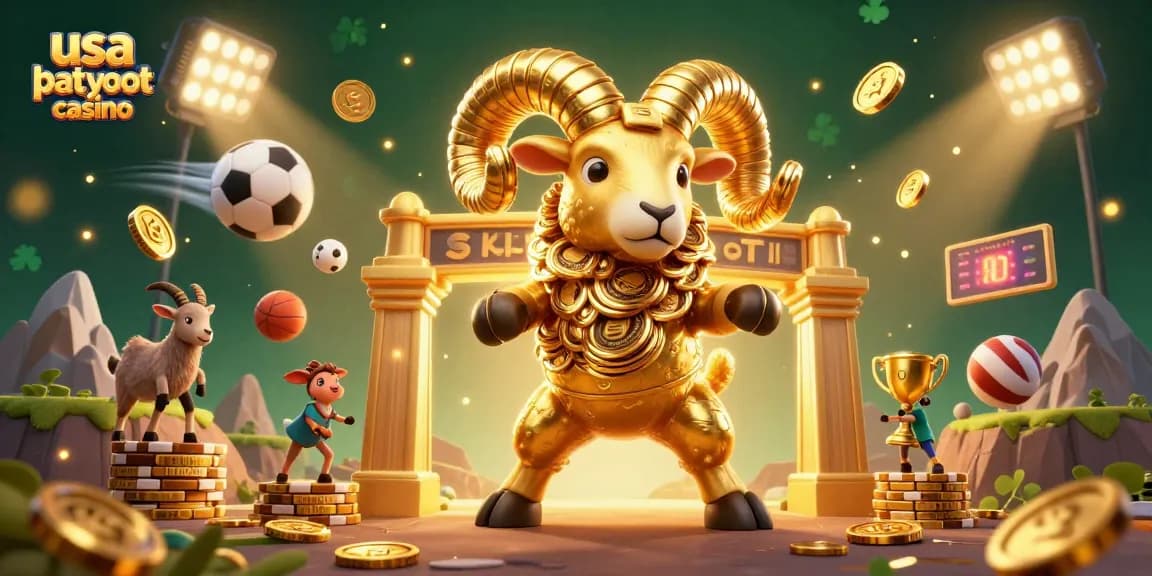 Experience the thrills at usa best payout casino with golden ram and sports elements in a dynamic 3D scene.