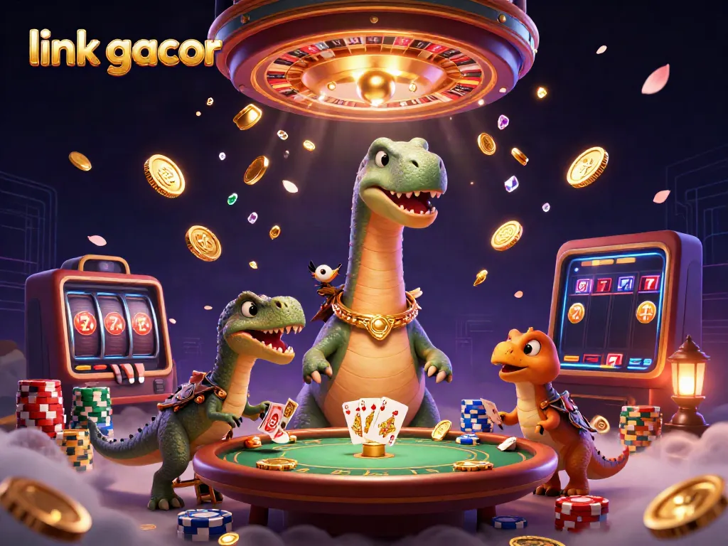 Engage with link gacor at the casino, featuring vibrant 3D characters and lively game elements.