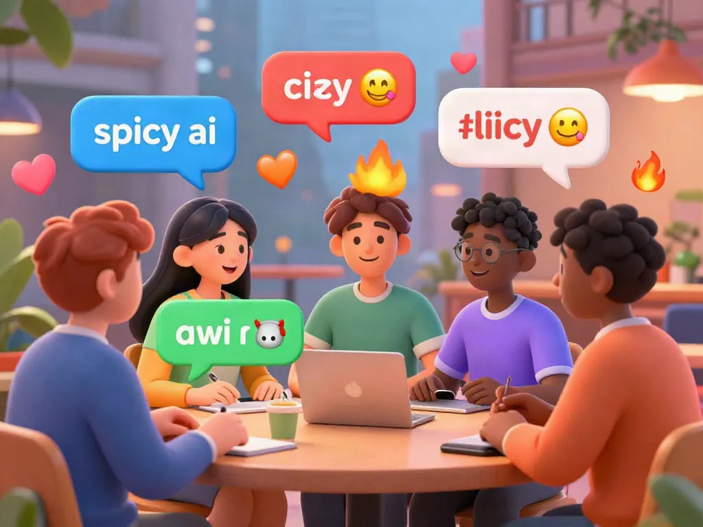 Exciting spicy ai chat interface featuring diverse animated characters and vibrant dialogues.