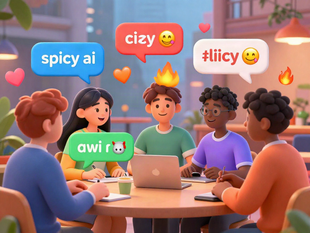 Exciting spicy ai chat interface featuring diverse animated characters and vibrant dialogues.